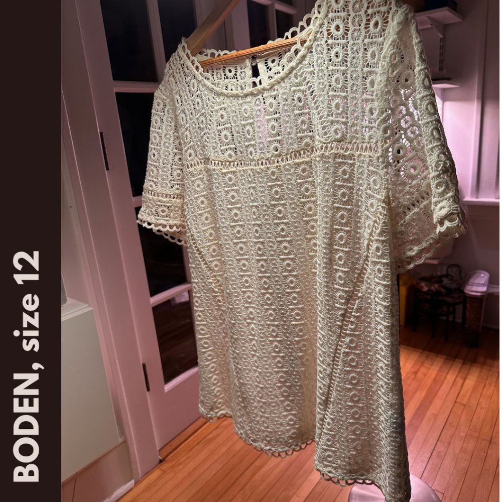 Boden Cream Lace Shirt